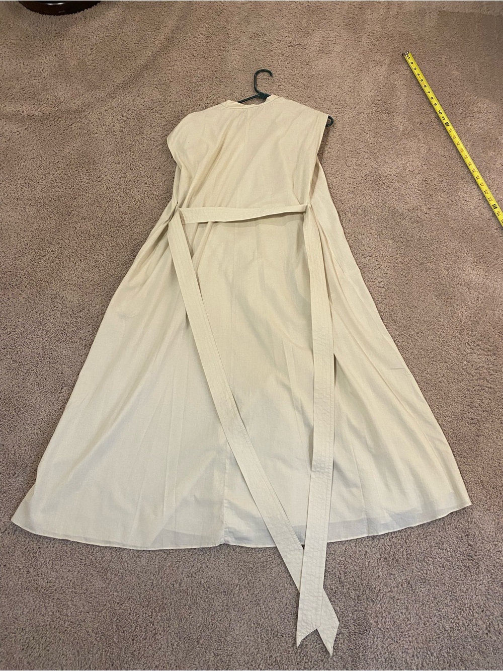 ZARA 100% COTTON BELTED WRINKLED DRESS BEIGE XS WOMAN SS24 ZW COLLECTION - Picture 11 of 16